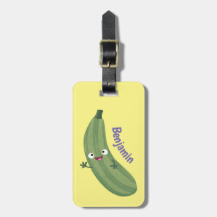 Étiquette À Bagage Caricature joyeux de courgettes mignonnes