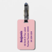 Étiquette À Bagage Caricature mignonne mauve mangouste (Dos Vertical)