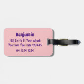 Étiquette À Bagage Caricature mignonne mauve mangouste (Dos horizontal)