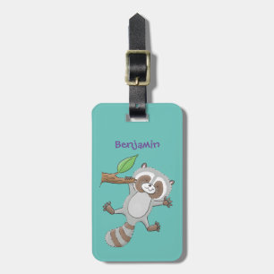 Étiquette À Bagage Caricature pour bébé au raton laveur joyeux