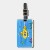 Étiquette À Bagage Caricature sous-marine joyeuse (Devant Vertical)