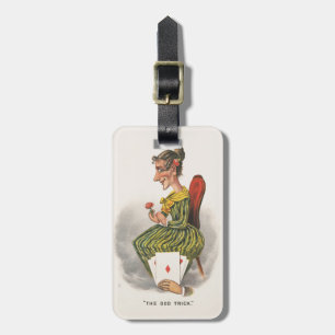 Étiquette À Bagage Caricature Victorienne de Femme en Robe Rayée - As