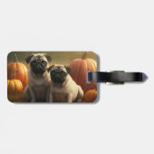 Étiquette À Bagage Carlin Chiot Automne Citrouille de plaisir (Dos horizontal)