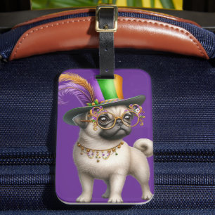 ÉTIQUETTE À BAGAGE CARLIN MARDI GRAS PUPPY CHIEN