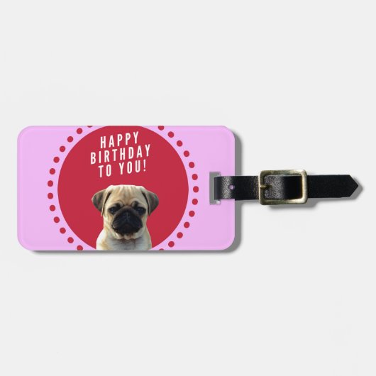 Étiquette À Bagage Carlin mignon Chien Chien Heureux Anniversaire Chi (Devant horizontal)