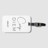 Étiquette À Bagage CARPE DIEM | Typographie de nom lettres main noire (Devant Horizontal)