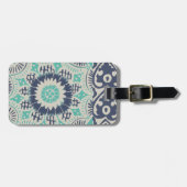 Étiquette À Bagage Carreau bleu Batik III (Devant horizontal)