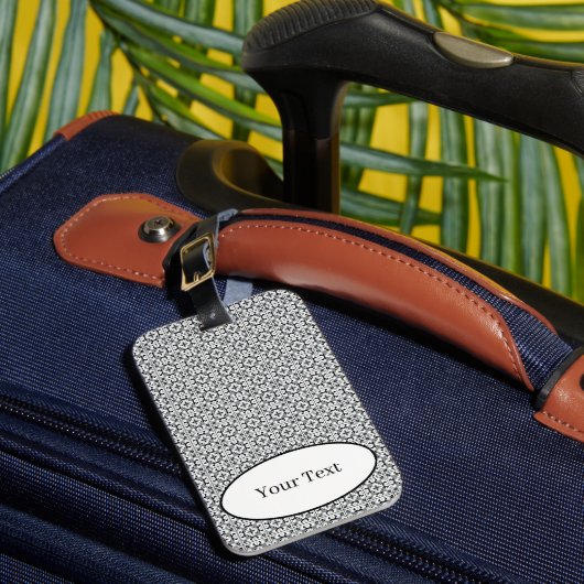 Étiquette À Bagage Carreau de style espagnol noir et blanc (Insitu Rectoal 1)