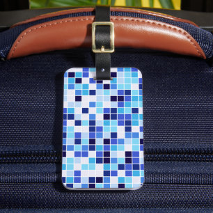 Étiquette À Bagage Carreaux de Piscine, Carreaux de Mosaïque Bleus, M