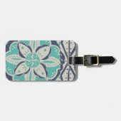 Étiquette À Bagage Carrelage bleu Batik IV (Devant horizontal)