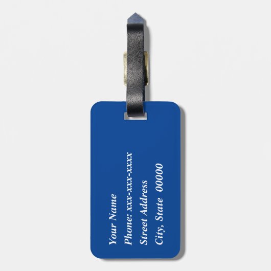 Étiquette À Bagage Carrelage chinois Art Nouveau, Cobalt Bleu & Blanc (Dos Vertical)