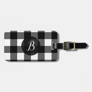 Étiquette À Bagage Carrés Checkered de plaid noir et blanc de Buffalo