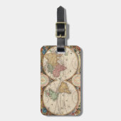 Étiquette À Bagage Carte antique du 18ème siècle du monde avec (Devant Vertical)