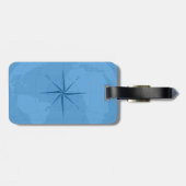 Étiquette À Bagage Carte bleu-clair chique du monde avec le rose de (Dos horizontal)