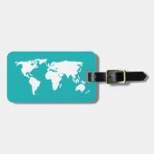 Étiquette À Bagage carte bleu turquoise (Devant horizontal)