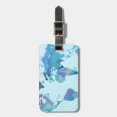 Étiquette À Bagage Carte bleue du monde d'aquarelle (Devant Vertical)