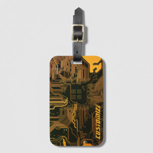Étiquette À Bagage Carte circuit orange PCB personnalisée geek Out