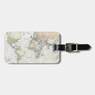 Étiquette À Bagage Carte classique du monde