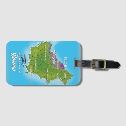 Étiquette À Bagage Carte de Bornéo (Devant Horizontal)