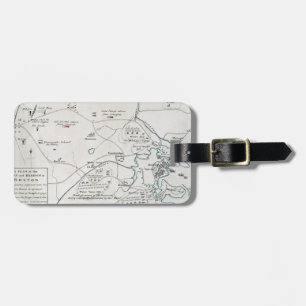 ÉTIQUETTE À BAGAGE CARTE DE BOSTON-CONCORD, 1775