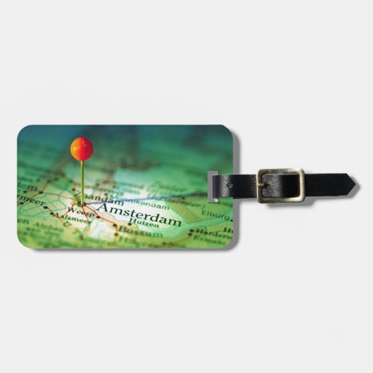 Étiquette À Bagage Carte de cru d'AMSTERDAM (Devant horizontal)