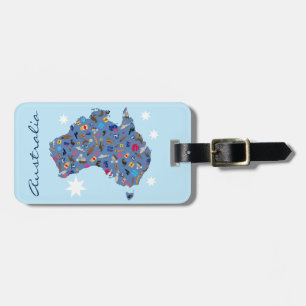 Étiquette À Bagage Carte de l'Australie avec les articles culturels