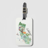 Étiquette À Bagage Carte de l'état de la Californie (Devant Vertical)