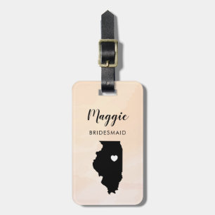 Étiquette À Bagage Carte de l'Illinois Bagage Tag, Soirée de mariage 