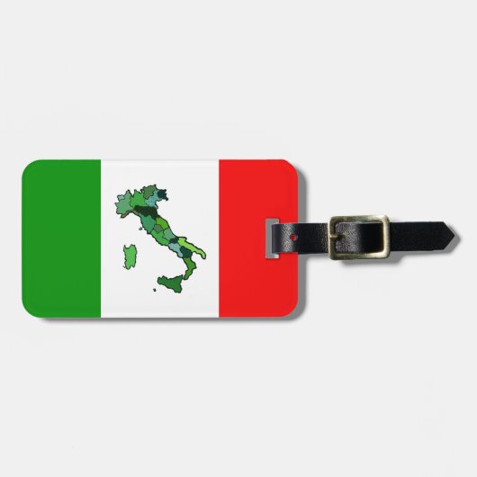 Étiquette À Bagage Carte de l'Italie et du drapeau italien (Devant horizontal)