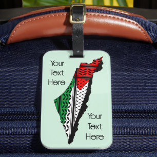Étiquette À Bagage Carte de Palestine avec drapeau et Motif Keffiyeg