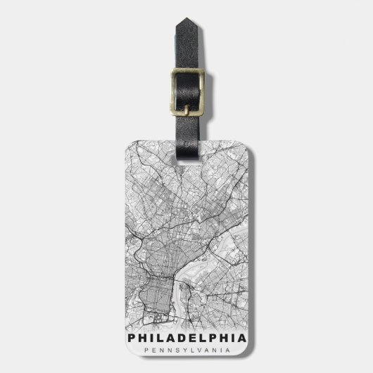 Étiquette À Bagage Carte de Philadelphie (Devant Vertical)