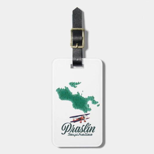 Étiquette À Bagage carte de Praslin Seychelles (Devant Vertical)