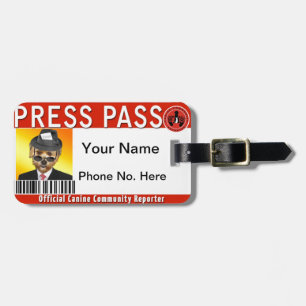 Étiquette À Bagage CARTE DE PRESSE pour les journalistes canins de la
