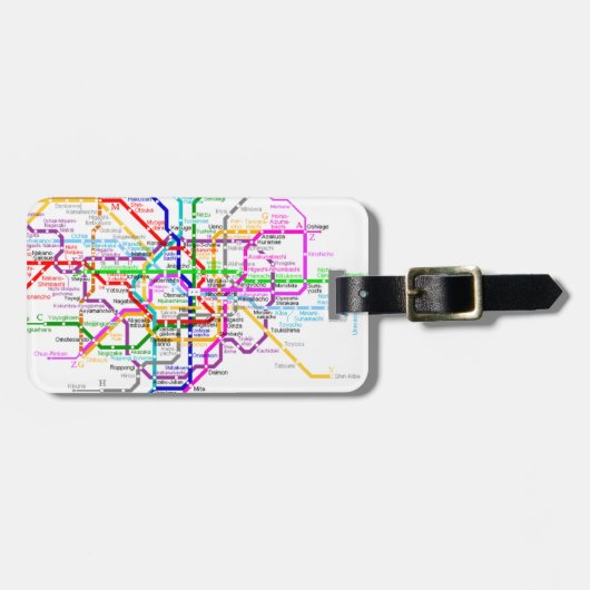 Étiquette À Bagage Carte de souterrain de Tokyo Japon (Devant horizontal)