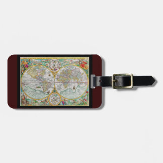 Étiquette À Bagage Carte de Vieux Monde avec l'illustration colorée