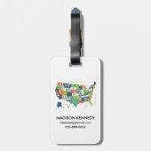 Étiquette À Bagage Carte des Etats-Unis d'impression typographique (Dos Vertical)