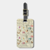 Étiquette À Bagage Carte des timbres de voyage de l'Ephémère de décou (Devant Vertical)