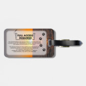 Étiquette À Bagage Carte d'identité à photo de chien de service de (Dos horizontal)