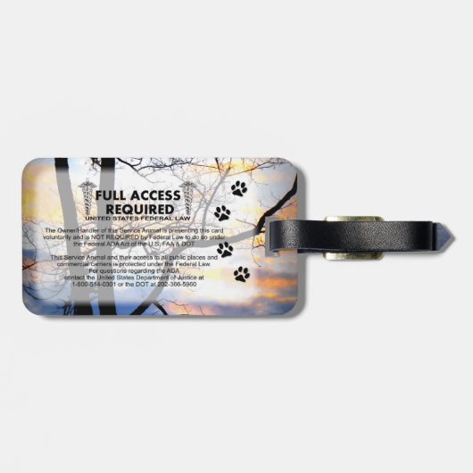Étiquette À Bagage Carte d'identité à photo de chien de service de la (Dos horizontal)