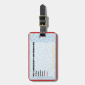 Étiquette À Bagage Carte d'information d'urgence pour animaux v2 (Devant Vertical)