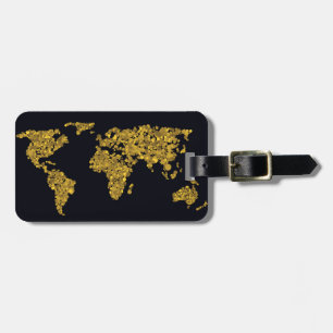 Étiquette À Bagage Carte d'or du monde de point