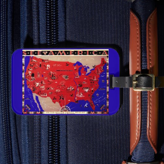 Étiquette À Bagage Carte du Bureau de voyage des États-Unis d'Amériqu (Insitu Rectoal 4)