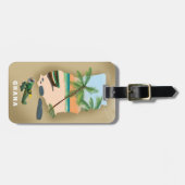 Étiquette À Bagage Carte du Ghana illustrée affiche de voyage. (Devant horizontal)