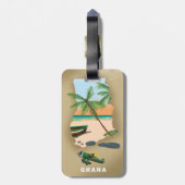 Étiquette À Bagage Carte du Ghana illustrée affiche de voyage. (Dos Vertical)