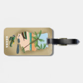 Étiquette À Bagage Carte du Ghana illustrée affiche de voyage. (Dos horizontal)