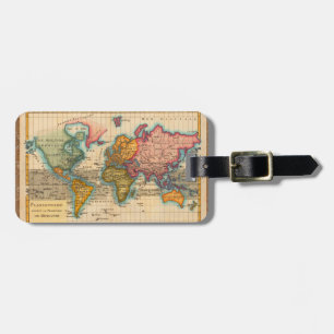 Étiquette À Bagage Carte du Monde 1780 Bonne Antique Planisphère