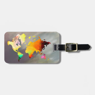 Étiquette À Bagage Carte du monde Aquarelle peinte Élégante propreté 