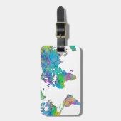 Étiquette À Bagage Carte du monde de l'aquarelle (Devant Vertical)