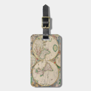Étiquette À Bagage Carte du monde de voyage vintage classique Monogra