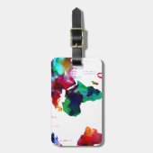 Étiquette À Bagage Carte du monde d'envie de voyager d'aquarelle (Devant Vertical)
